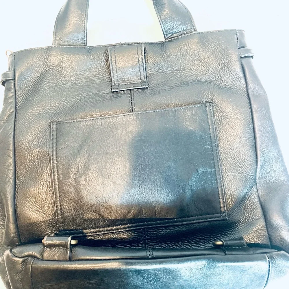 Hobo International Black Leather Backpack Tote Y2K